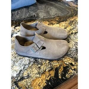 BIRKENSTOCK London Suede Leather Taupe clog,walk, size 38/ US 7
